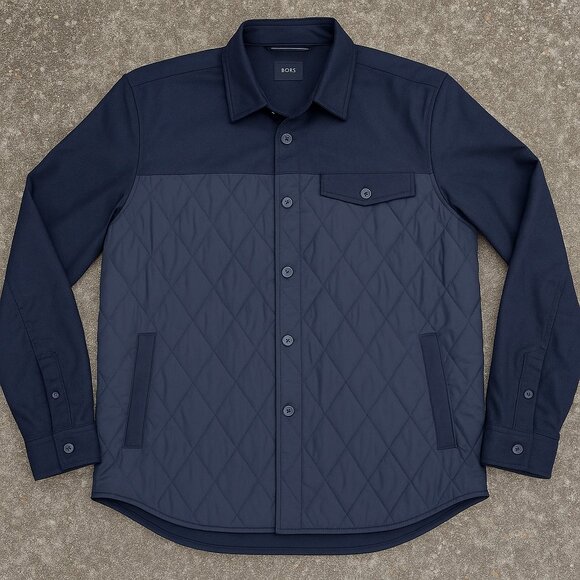 Hugo Boss Nino_66F Quilted Primaloft Jacket Navy Blue XXL NWT Button Up Coat - Picture 5 of 12